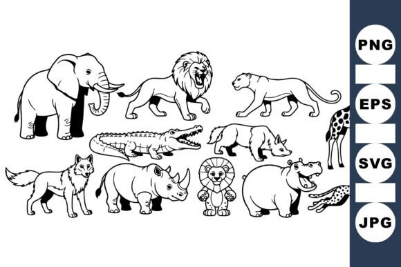 Download Wild Safari Animal Clipart Set - Animal Collection