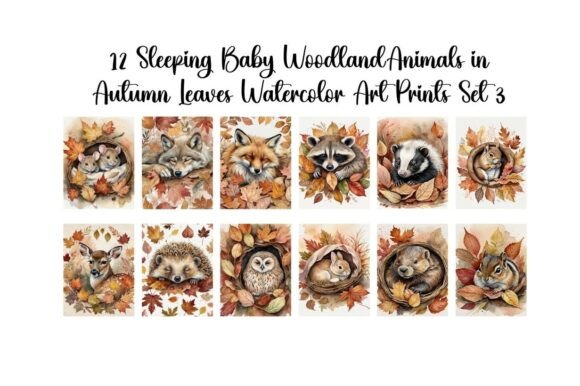 Download Woodland Baby Animals in Autumn Leaves - Animal Collection