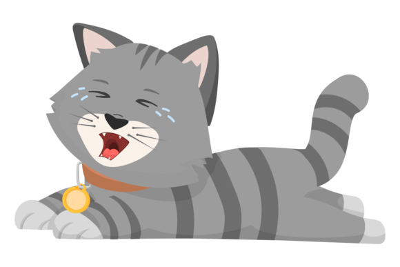 Download Crying Gray Cat. Unhappy Cartoon Animal - Animal Collection