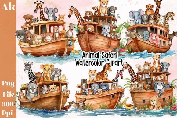 Download Animal Safari Watercolor Clipart Bundle - Animal Collection