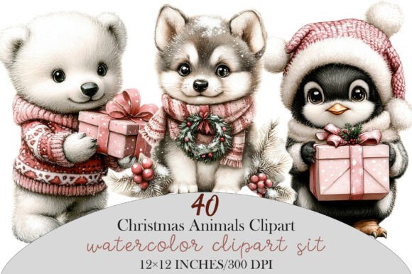 Download Christmas Winter Animals Clipart Bundle - Animal Collection