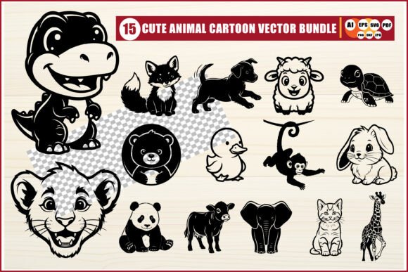 Download Cute Animal SVG Bundle Cartoon Set - Animal Collection