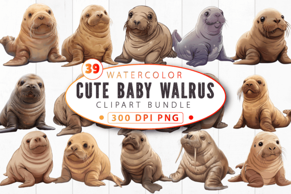 Download Cute Baby Walrus Nursery Animal Clipart - Animal Collection