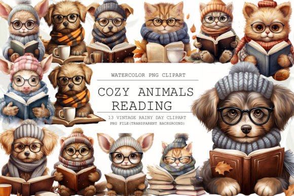 Download Cozy Animals Love Reading Clipart - Animal Collection
