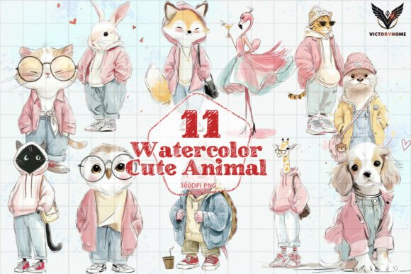 Download Watercolor Cute Animal PNG - Animal Collection