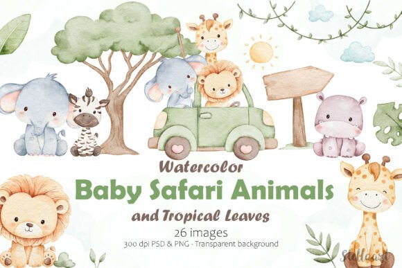 Download Watercolor Baby Safari Animals - Animal Collection